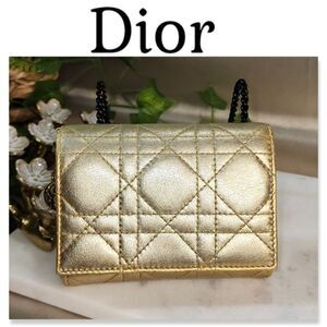 Authentic Dior Cannage Gold Wallet w/ Unbranded Conversion Chain